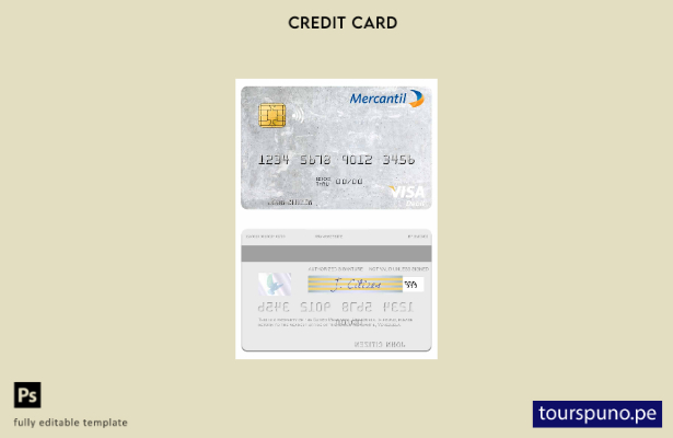 listo para imprimir plantilla de tarjeta de débito visa Banco Mercantil de Venez